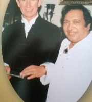 Ustad Sultan Khan with Price Charles at Highgrove, 1997.