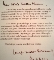 letter from Prince Charles to Ustad Sultan Khan